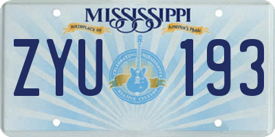MS license plate ZYU193