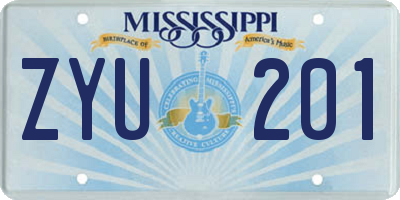MS license plate ZYU201