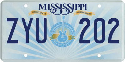 MS license plate ZYU202