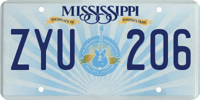 MS license plate ZYU206