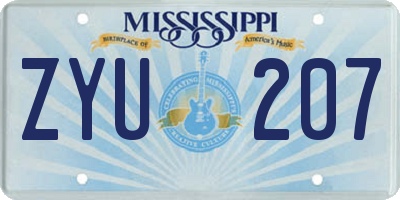 MS license plate ZYU207