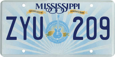 MS license plate ZYU209