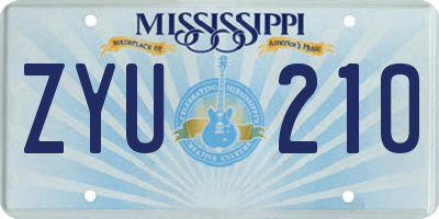 MS license plate ZYU210