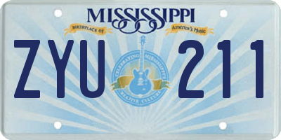 MS license plate ZYU211