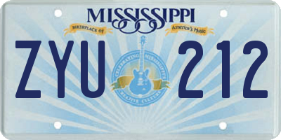 MS license plate ZYU212