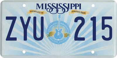 MS license plate ZYU215