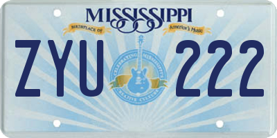 MS license plate ZYU222
