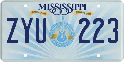 MS license plate ZYU223