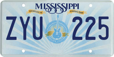 MS license plate ZYU225