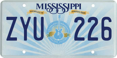 MS license plate ZYU226