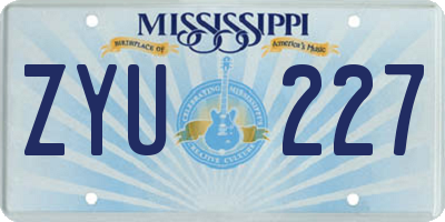 MS license plate ZYU227
