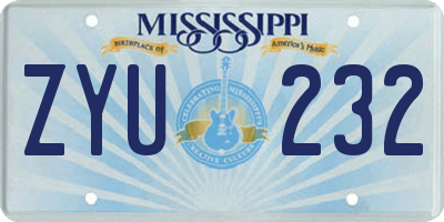 MS license plate ZYU232