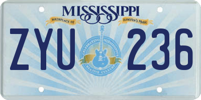MS license plate ZYU236