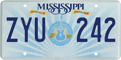MS license plate ZYU242