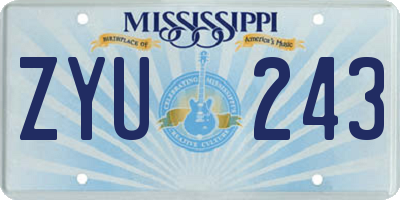 MS license plate ZYU243