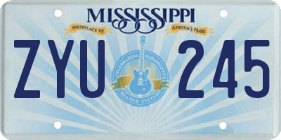 MS license plate ZYU245