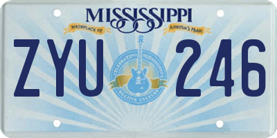 MS license plate ZYU246