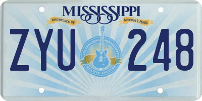 MS license plate ZYU248