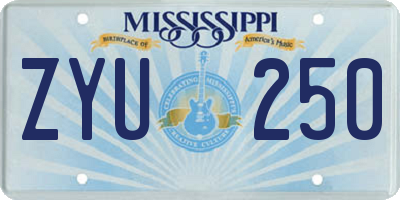 MS license plate ZYU250