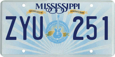 MS license plate ZYU251