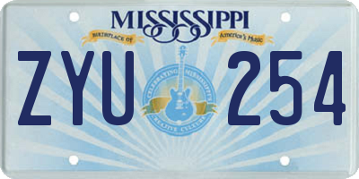 MS license plate ZYU254