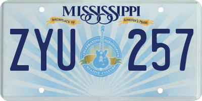 MS license plate ZYU257