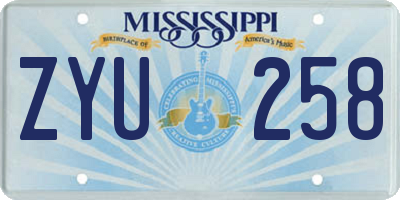 MS license plate ZYU258