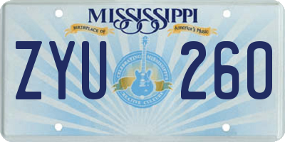 MS license plate ZYU260