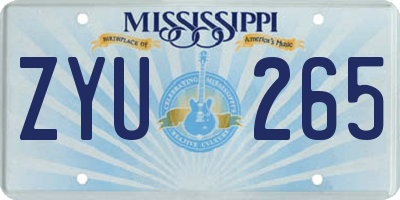 MS license plate ZYU265