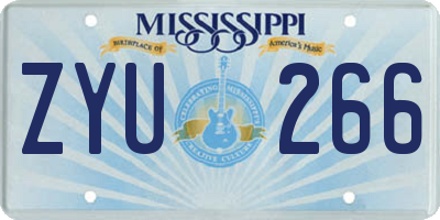 MS license plate ZYU266