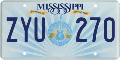 MS license plate ZYU270