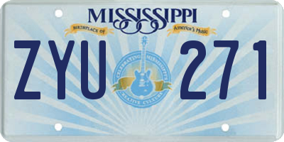 MS license plate ZYU271