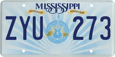 MS license plate ZYU273