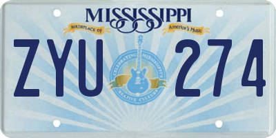 MS license plate ZYU274