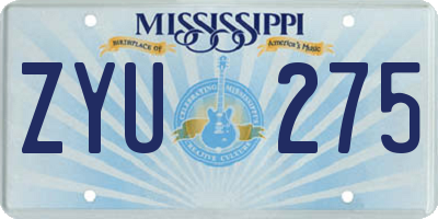 MS license plate ZYU275