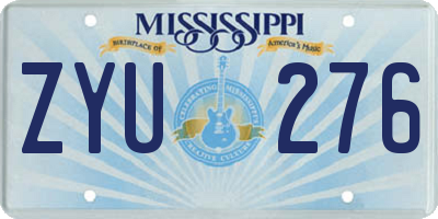 MS license plate ZYU276