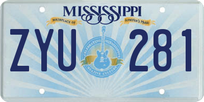 MS license plate ZYU281