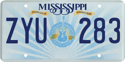 MS license plate ZYU283