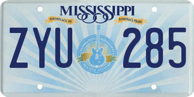 MS license plate ZYU285