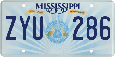 MS license plate ZYU286