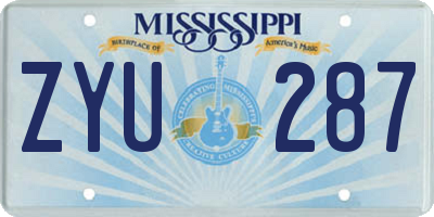 MS license plate ZYU287