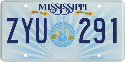 MS license plate ZYU291