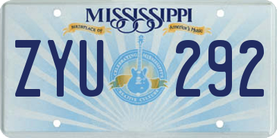 MS license plate ZYU292