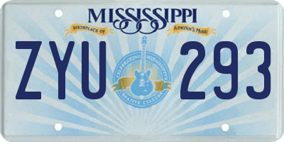 MS license plate ZYU293