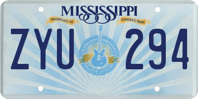 MS license plate ZYU294