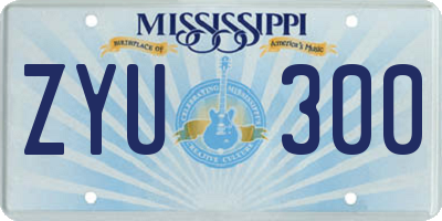 MS license plate ZYU300