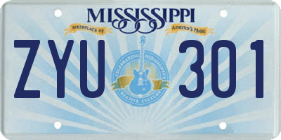 MS license plate ZYU301