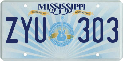 MS license plate ZYU303