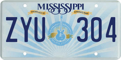 MS license plate ZYU304