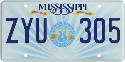 MS license plate ZYU305